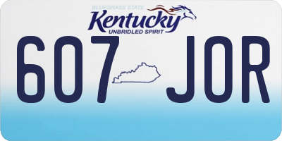 KY license plate 607JOR