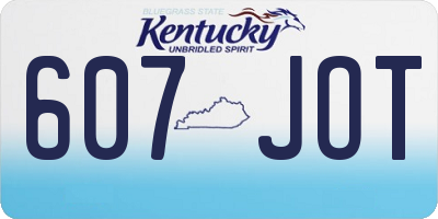 KY license plate 607JOT