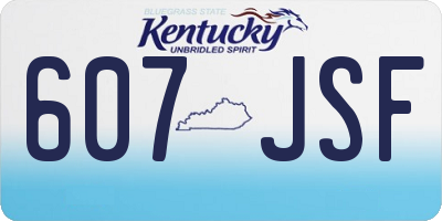 KY license plate 607JSF