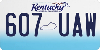 KY license plate 607UAW