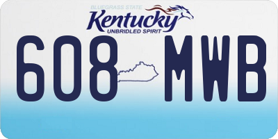 KY license plate 608MWB