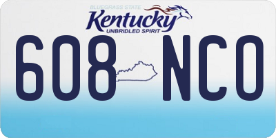 KY license plate 608NCO