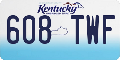 KY license plate 608TWF