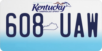 KY license plate 608UAW