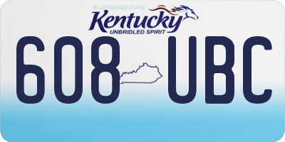 KY license plate 608UBC