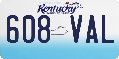 KY license plate 608VAL