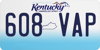 KY license plate 608VAP