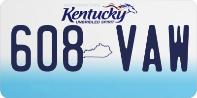 KY license plate 608VAW