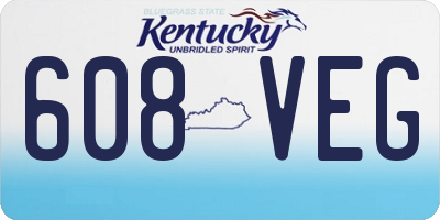 KY license plate 608VEG