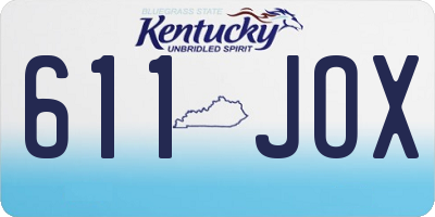 KY license plate 611JOX