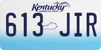 KY license plate 613JIR