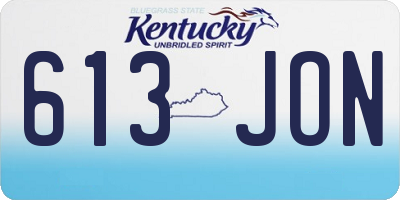 KY license plate 613JON