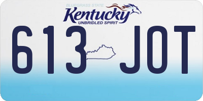 KY license plate 613JOT