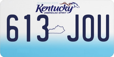 KY license plate 613JOU