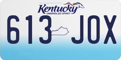 KY license plate 613JOX