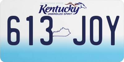 KY license plate 613JOY