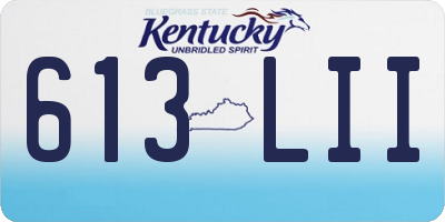 KY license plate 613LII