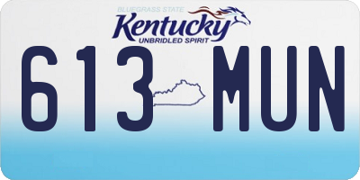 KY license plate 613MUN