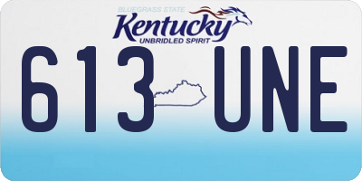 KY license plate 613UNE