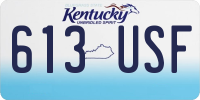 KY license plate 613USF