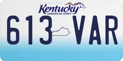 KY license plate 613VAR