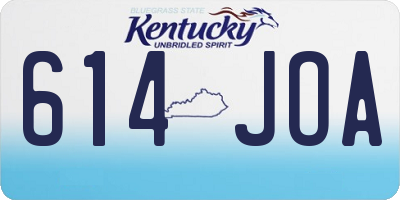 KY license plate 614JOA