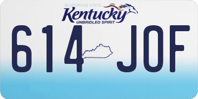 KY license plate 614JOF