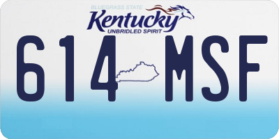 KY license plate 614MSF