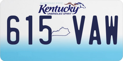 KY license plate 615VAW