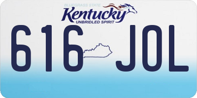 KY license plate 616JOL