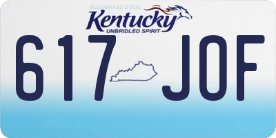 KY license plate 617JOF