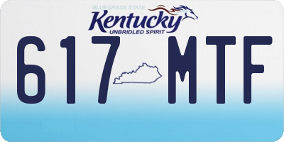 KY license plate 617MTF