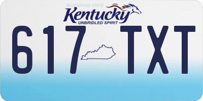 KY license plate 617TXT