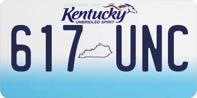 KY license plate 617UNC