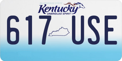 KY license plate 617USE