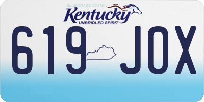 KY license plate 619JOX