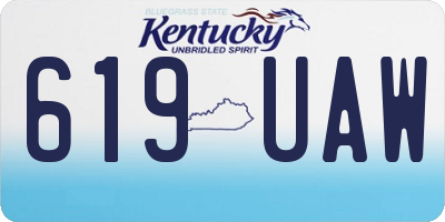 KY license plate 619UAW