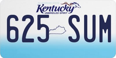 KY license plate 625SUM