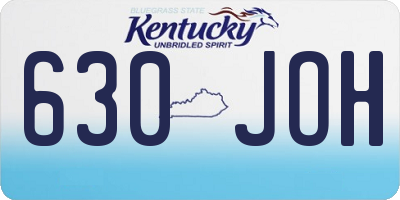 KY license plate 630JOH