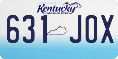 KY license plate 631JOX