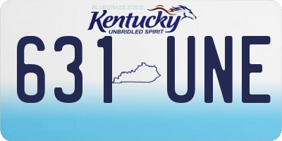 KY license plate 631UNE