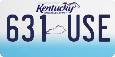 KY license plate 631USE