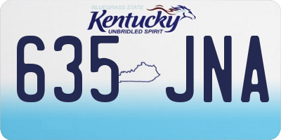 KY license plate 635JNA