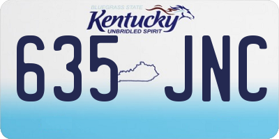 KY license plate 635JNC