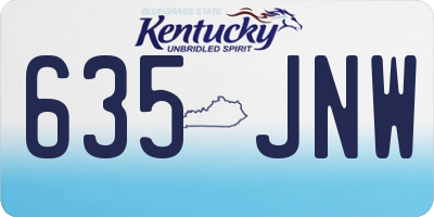 KY license plate 635JNW