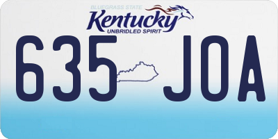 KY license plate 635JOA