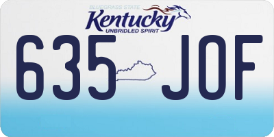 KY license plate 635JOF