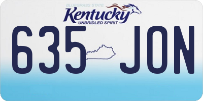 KY license plate 635JON