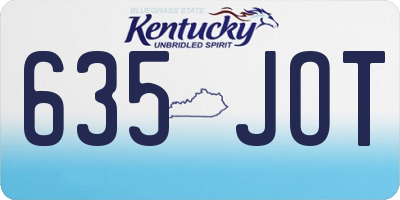 KY license plate 635JOT