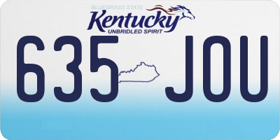 KY license plate 635JOU